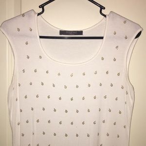 Short Sleeve Gold Embellished White Shirt
